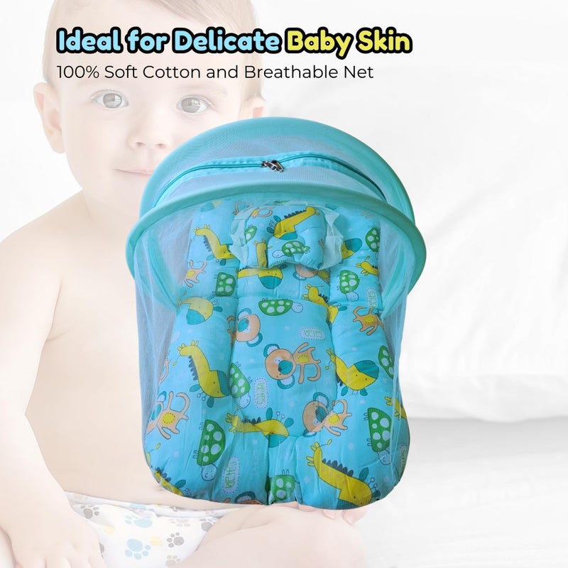 Hooper? Infant Baby Bedding Set with Mosquito Net, Baby Bedding/Gadda for Newborns, Portable Baby Bed with Trendy Design Print, 0-24 Months, Size 86 * 48 cm, Green - Image 4