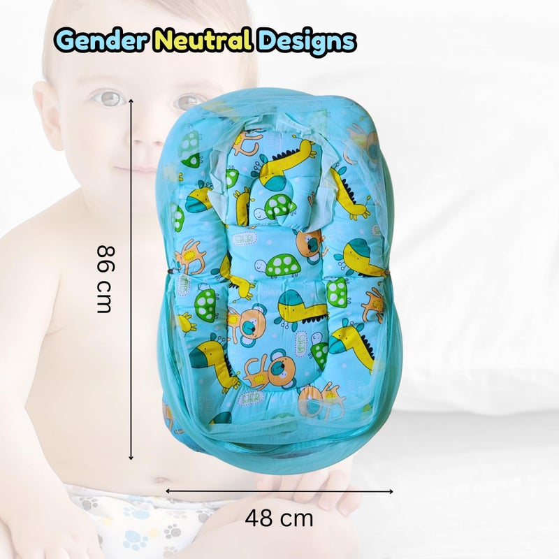 Hooper? Infant Baby Bedding Set with Mosquito Net, Baby Bedding/Gadda for Newborns, Portable Baby Bed with Trendy Design Print, 0-24 Months, Size 86 * 48 cm, Green - Image 2