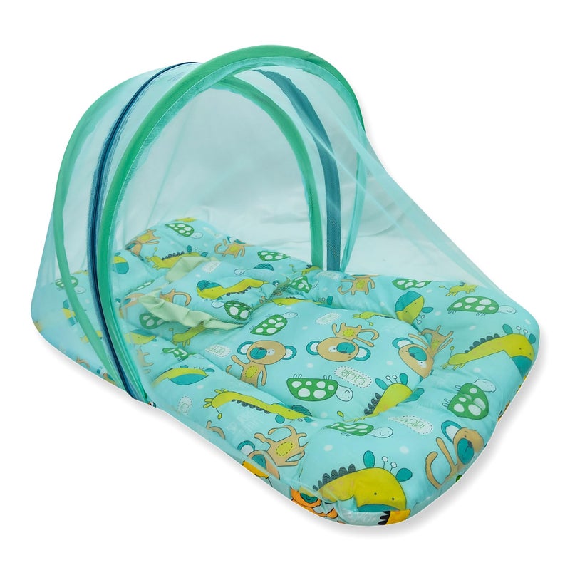 Hooper? Infant Baby Bedding Set with Mosquito Net, Baby Bedding/Gadda for Newborns, Portable Baby Bed with Trendy Design Print, 0-24 Months, Size 86 * 48 cm, Green - Image 1