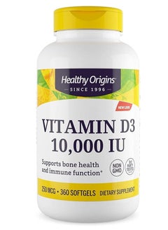 Healthy Origins Vitamin D3 10,000 IU  Bone Health and Immune Support Supplement 250mcg 360 softgels 