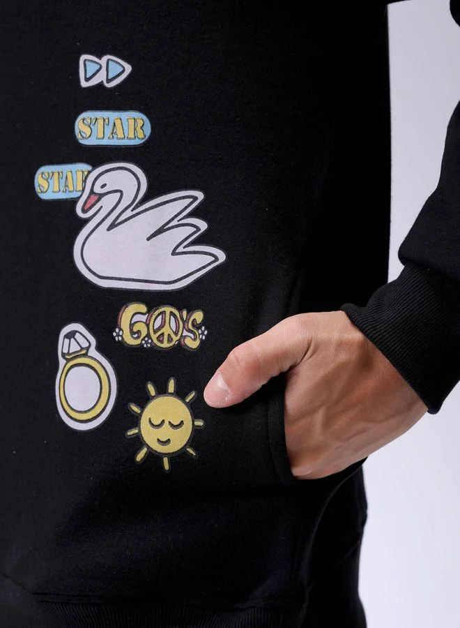 The Indian Garage Co Men Oversized Placement Print Crew Neck Overhead Sweatshirt