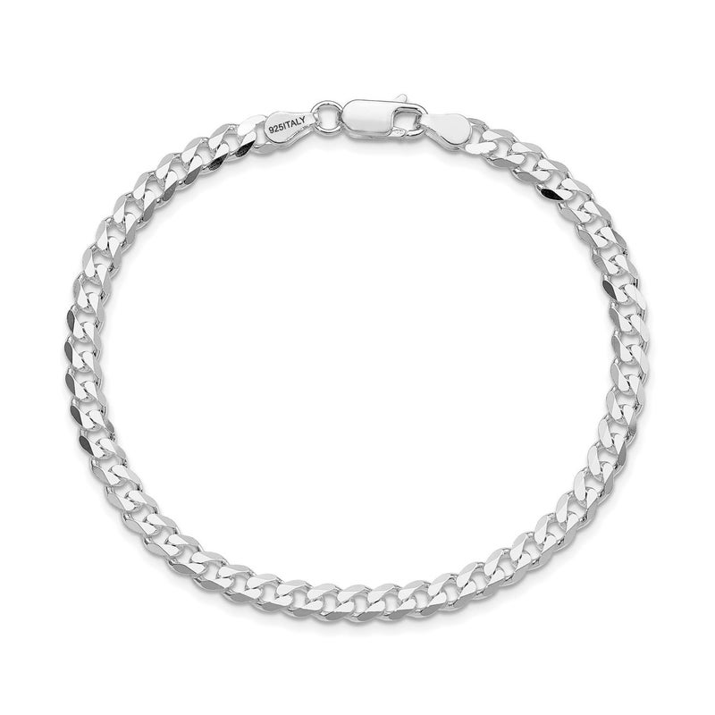 LeCalla 925 Sterling Silver Curb Chain Bracelet - BIS Hallmarked Lightweight Italian 4.5mm Solid Diamond Cut Cuban Link Curb Chain Bracelet for Men (6.5, 7, 7.5, 8, 8.5 & 9 Inches) - Image 1