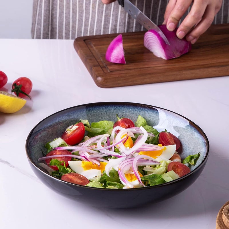 LERATIO Pasta BowlsCeramic 38oz Pasta Bowls90 Reactive Glaze Pasta Bowl Set of 4Microwave  DishwasherOven SafeLarge Wide Serving Bowls for Salad Dessert Pizza FruitGray White - Image 5