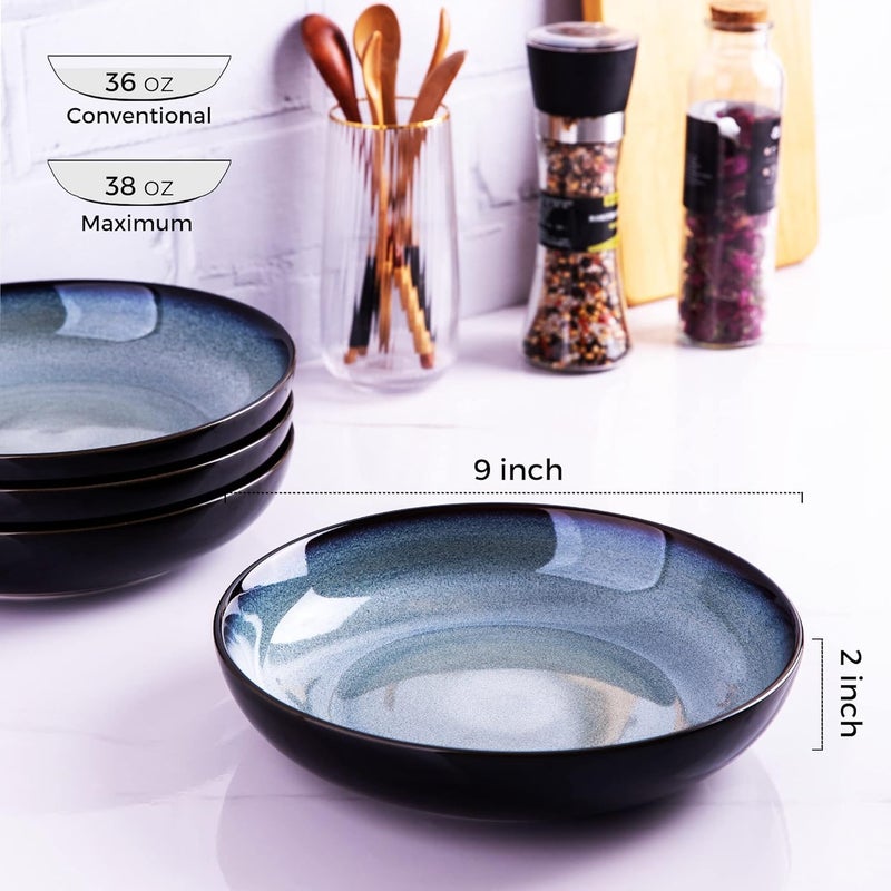 LERATIO Pasta BowlsCeramic 38oz Pasta Bowls90 Reactive Glaze Pasta Bowl Set of 4Microwave  DishwasherOven SafeLarge Wide Serving Bowls for Salad Dessert Pizza FruitGray White - Image 2