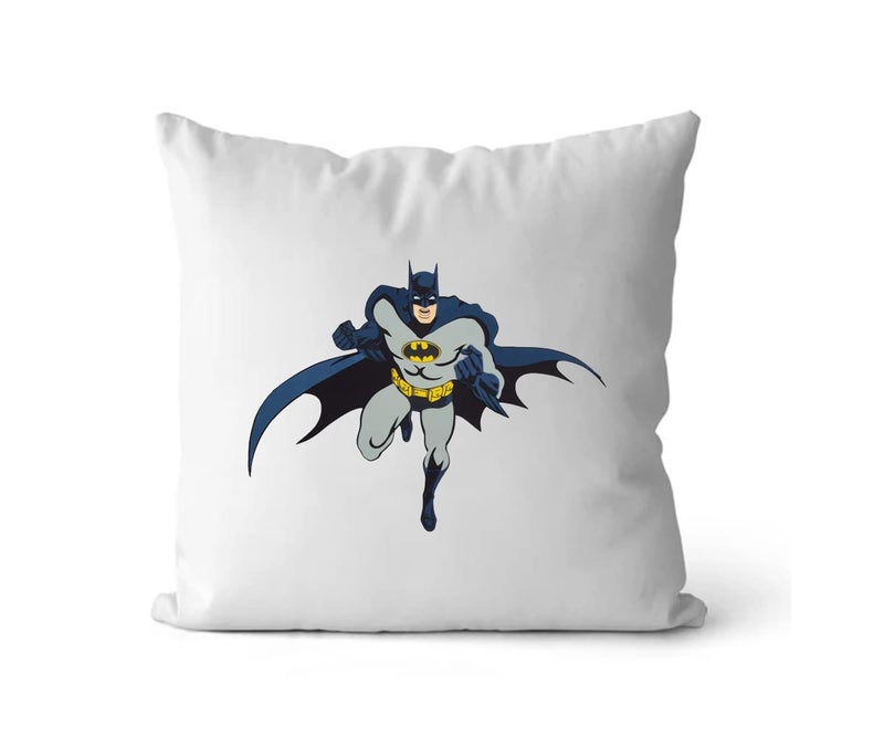 Charming Creations Cushion Cover with Filler Batman Printed Polysatin 12x12 Inches Comfortable Cushions Decorative Pillows Unique Quirky Gift Pack of 1