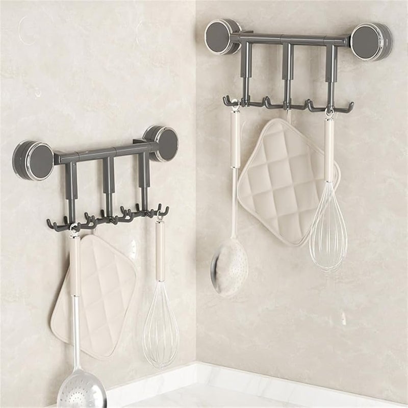 Gun Grey Suction Cup Hook 360 Degree Rotating Multi Purpose Utensils Rack For Efficient Storage - Image 5