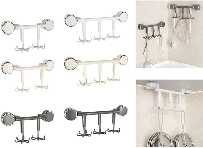 Gun Grey Suction Cup Hook 360 Degree Rotating Multi Purpose Utensils Rack For Efficient Storage - Image 3