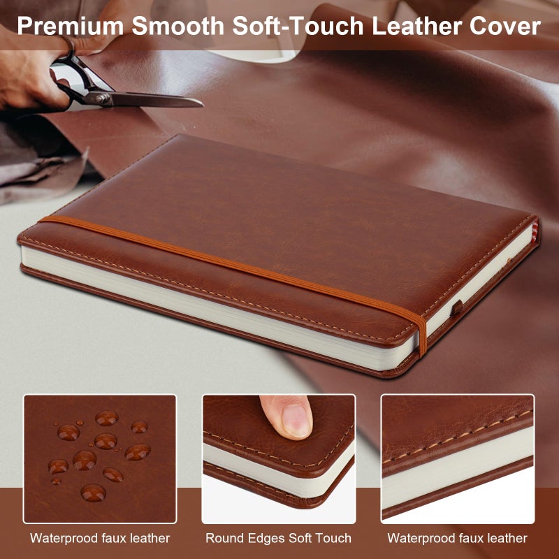 ZCZN 6 Pack Lined Journal Notebooks, 192 Pages A5 Hardcover Leather Journals for Work,Writing,School & Travel, College Ruled Journaling Notebooks for Notes Taking,Diary Notepad (Black*3+Brown*3) - Image 3