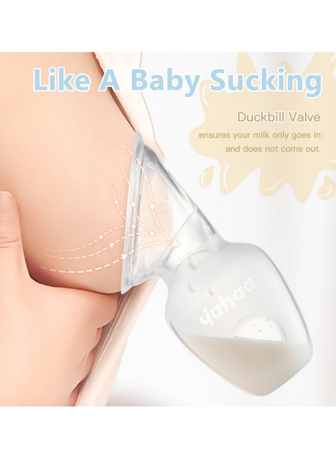 yahaa 2 Sets Manual Breast Pump for Breastfeeding Essentials,Colostrum Collector with Spill Free Valve,Cap,Silicone,Clear,4oz - Image 4