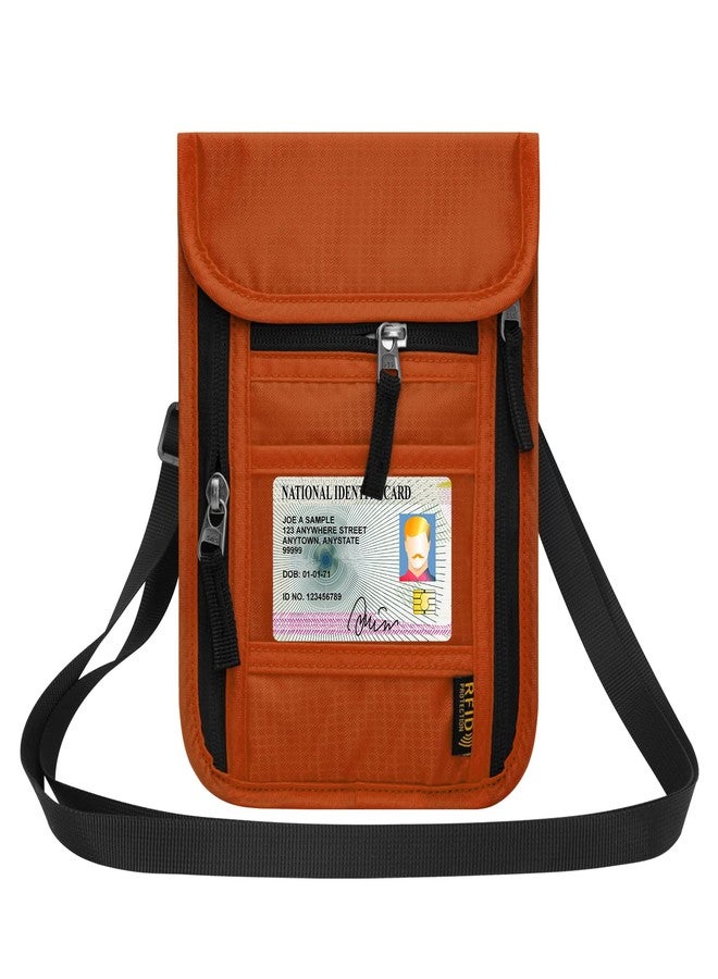 HOTEMIA Neck Wallet for Travel,Passport Holder Neck Pouch for Men Women with Adjustable Neck Strap and RFID Blocking, Orange, Leisure - Image 1