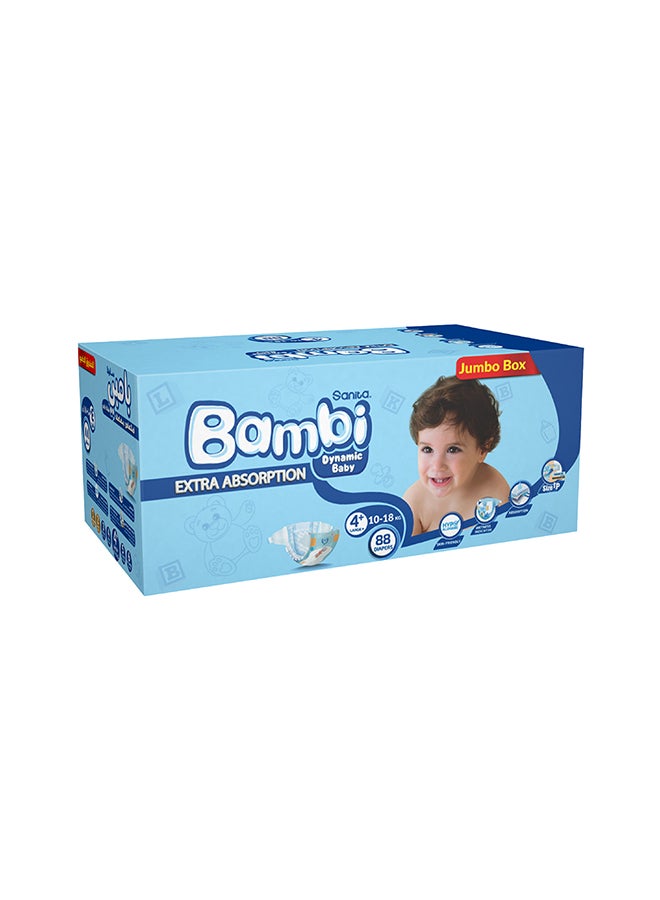 Sanita Bambi Size 4+, Large+, 10-18 Kg, Jumbo Box, 88 Diapers - Image 3