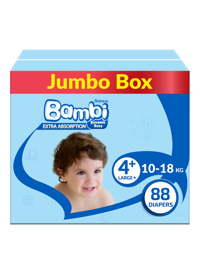 Sanita Bambi Size 4+, Large+, 10-18 Kg, Jumbo Box, 88 Diapers - Image 1