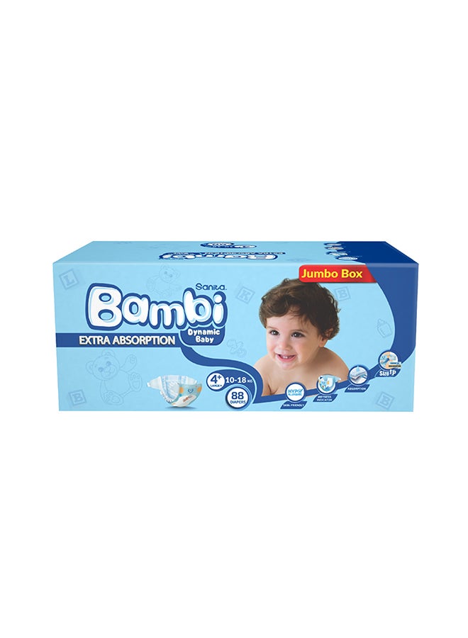 Sanita Bambi Size 4+, Large+, 10-18 Kg, Jumbo Box, 88 Diapers - Image 2