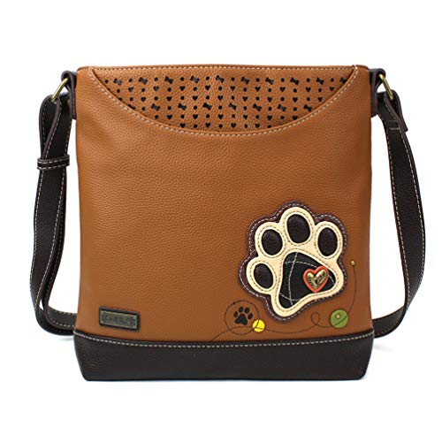 CHALA Sweet Messenger Mid Size Shoulder Purse with Adjustable Strap - Paw Print - brown - Image 1
