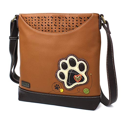 CHALA Sweet Messenger Mid Size Shoulder Purse with Adjustable Strap - Paw Print - brown - Image 4