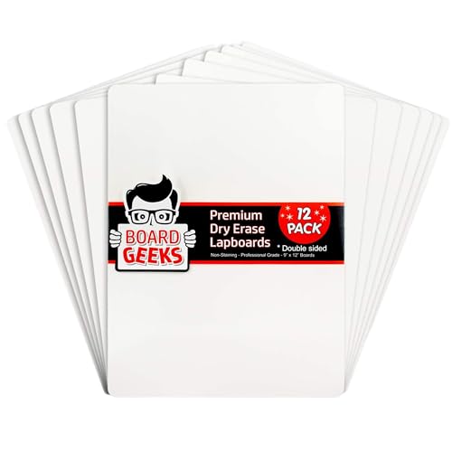 Board Geeks Bigtime 12 Pack 9x12 Classroom Whiteboards for Kids - Small Double-Sided White Board - White Boards Bulk Set, Classroom Essentials - Magnetic Dry Erase Boards for Students, Teacher - Image 1