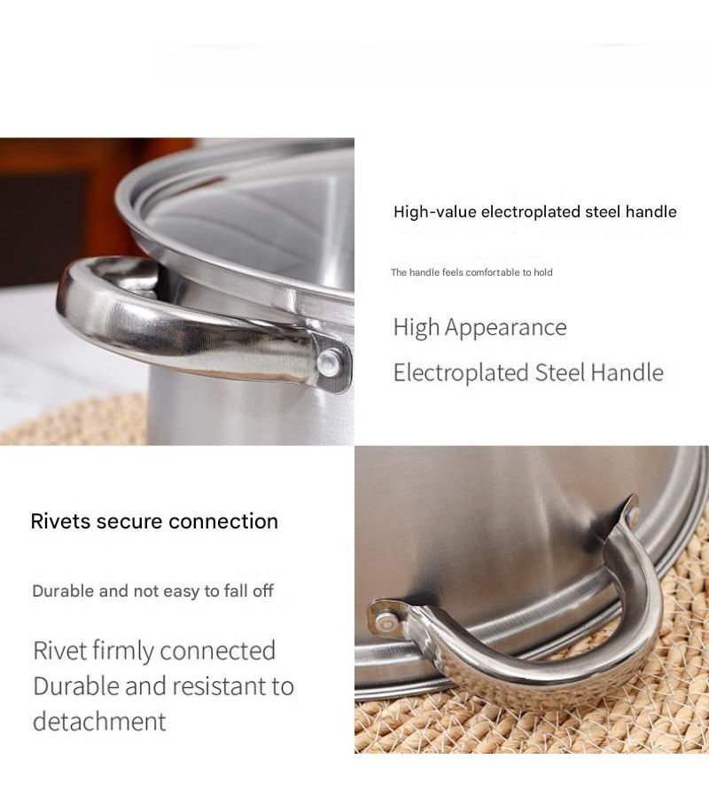 6 Pots 6 Lids Silvery Stainless Steel Cookware Set Heat Resistant Frying Pans Suitable For All Stovetops Various Sizes Ideal For Home And Restaurant Use Outdoor Camping Housewarming Dorm Kitchen Holiday Gift Modern - Image 5