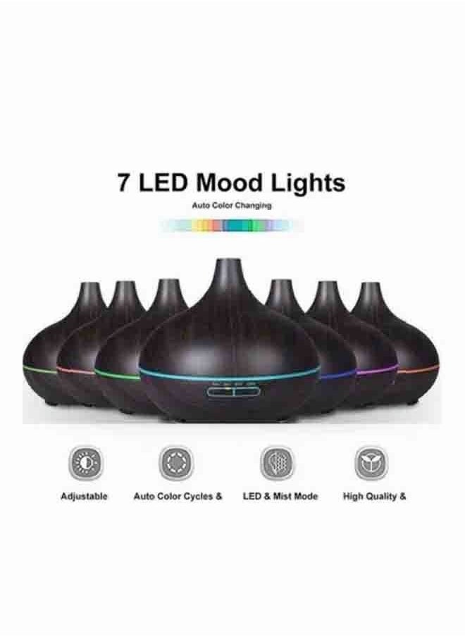 Mi VAZA - 500ML Aromatherapy Essential Oil Diffuser Wood Grain Remote Control Ultrasonic Air Humidifier Cool with 7 Color LED Light - Image 1