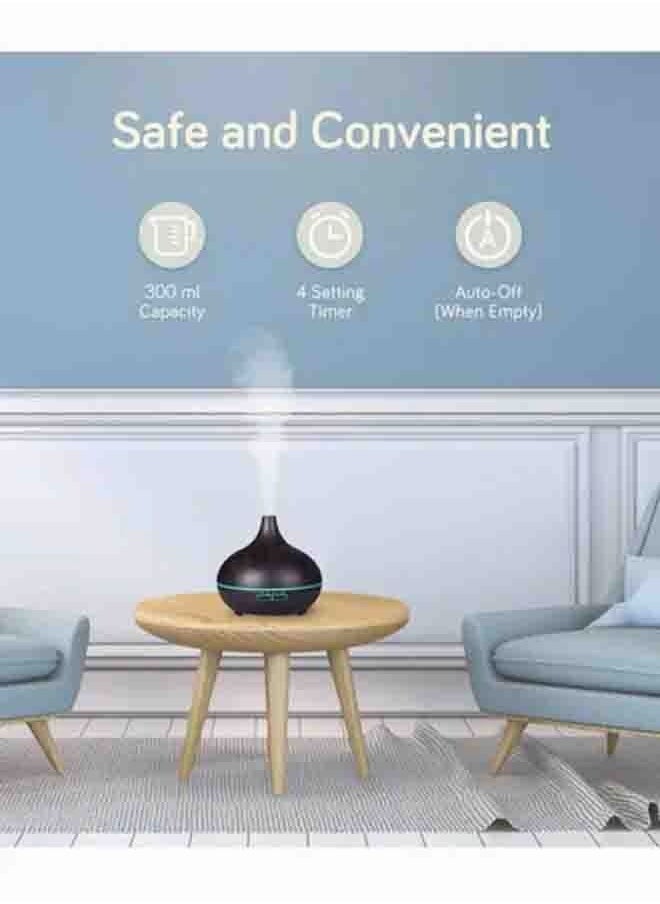 Mi VAZA - 500ML Aromatherapy Essential Oil Diffuser Wood Grain Remote Control Ultrasonic Air Humidifier Cool with 7 Color LED Light - Image 1