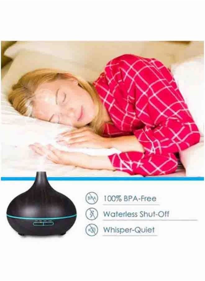 Mi VAZA - 500ML Aromatherapy Essential Oil Diffuser Wood Grain Remote Control Ultrasonic Air Humidifier Cool with 7 Color LED Light - Image 1