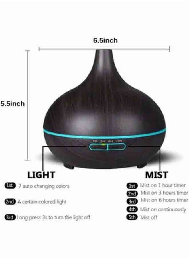 Mi VAZA - 500ML Aromatherapy Essential Oil Diffuser Wood Grain Remote Control Ultrasonic Air Humidifier Cool with 7 Color LED Light - Image 1
