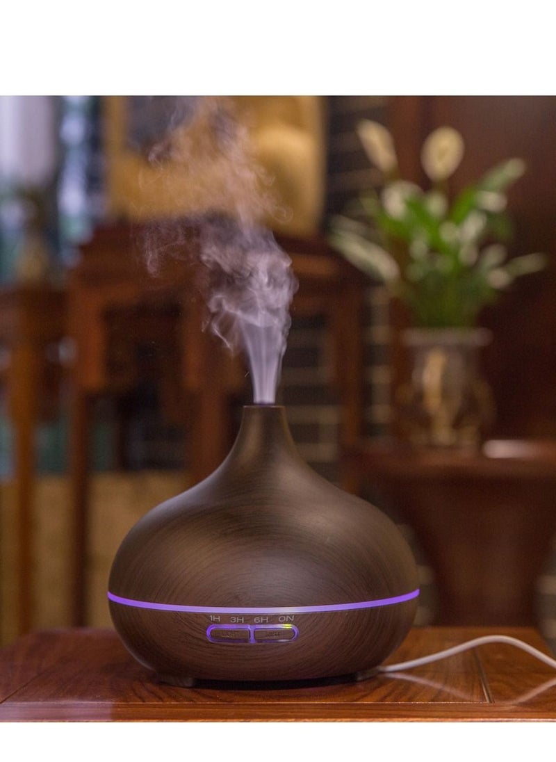 Mi VAZA - 500ML Aromatherapy Essential Oil Diffuser Wood Grain Remote Control Ultrasonic Air Humidifier Cool with 7 Color LED Light - Image 1