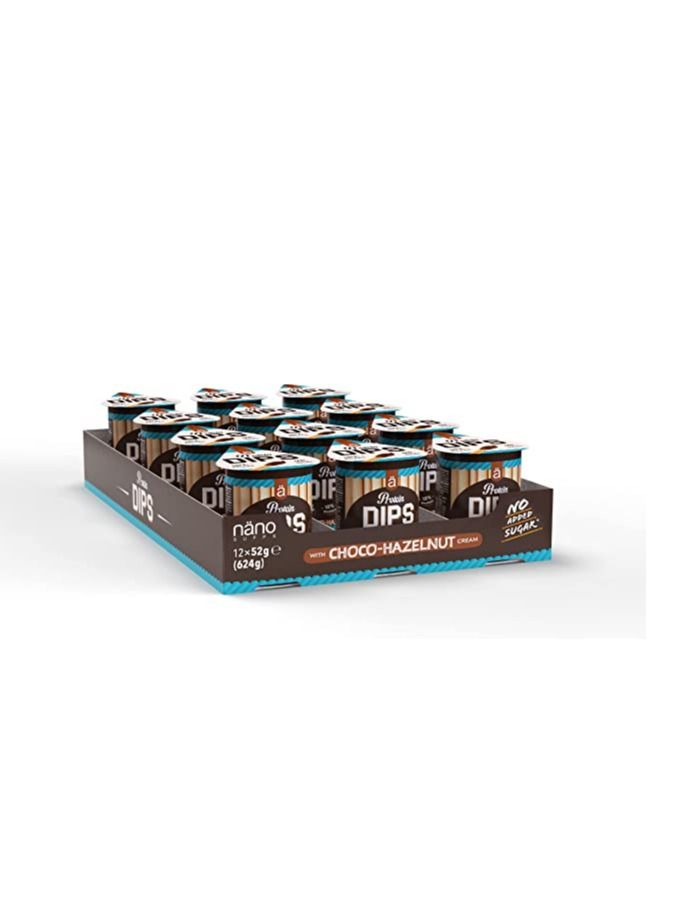 نانو Nano Protein Dips Chocolate Hazelnuts 12x52g 624gramsg - Image 1