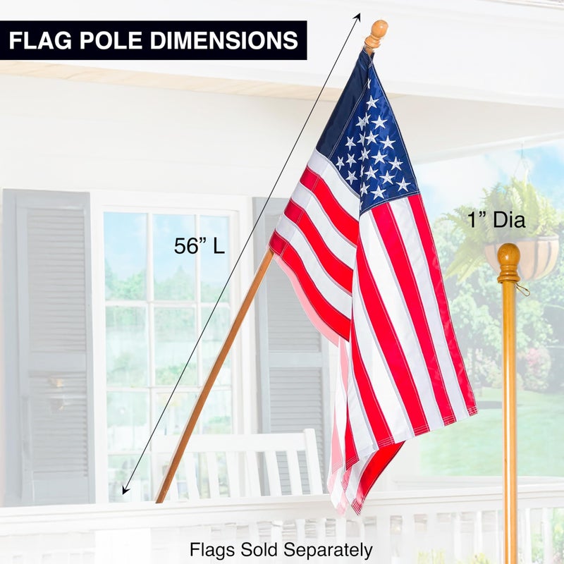 Evergreen Flag 56" Solid Wood Flag Pole with Holder and Anti-Wrap Tube for 3'x5' Estate Flag with Pole Sleeve, Outdoor Weatherproof Use for Residential or Commercial - Image 2