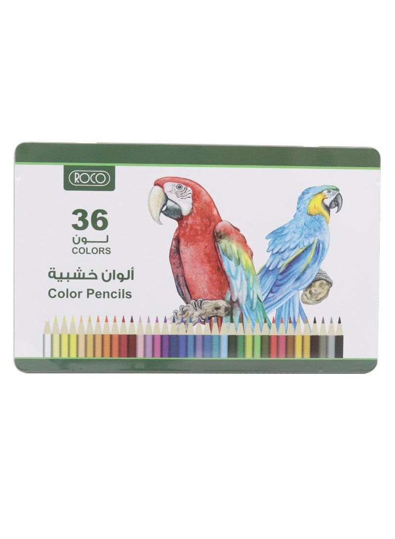 روكو طقم أقلام ألوان خشبية مكون من 36 قطعة متعدد الألوان - Image 1