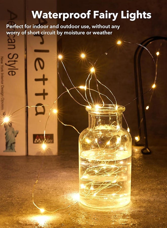6 Pack Fairy Lights Battery Operated String Lights - 7ft 20 LED Waterproof Silver Wire Firefly Lights Waterproof for DIY Crafts Wedding Décor Table Centerpieces Mason Jars Party - Image 5