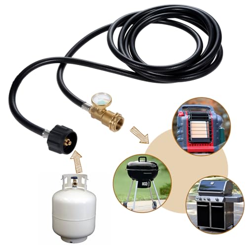 DRELD 12 Feet Propane Extension Hose with Gauge, Adapter Converts POL 100 lb LP Tank to Male QCC1 / Type1, Fit for RV, Gas Grill, Heater, Fire Pit and Most Propane Appliances - Image 5