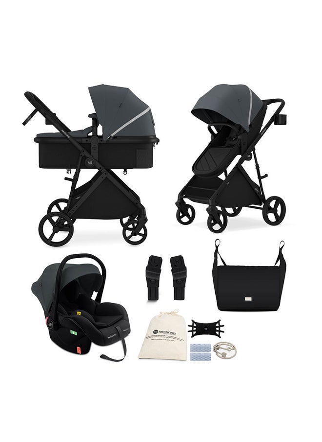 neobreez HEXA3X Convertible Baby Stroller, CarryCot, Bassinet Pram, i-Size CarSeat, UV And Waterproof Canopy, Present And Mum Bag, Toy Strap, Phone And 2-in-1 Cup Holder, Reflective Stickers, 0–4yrs(22kg),  3yrs Warranty  - Image 1