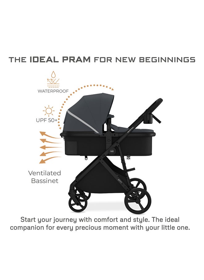 neobreez HEXA3X Convertible Baby Stroller, CarryCot, Bassinet Pram, i-Size CarSeat, UV And Waterproof Canopy, Present And Mum Bag, Toy Strap, Phone And 2-in-1 Cup Holder, Reflective Stickers, 0–4yrs(22kg),  3yrs Warranty  - Image 3
