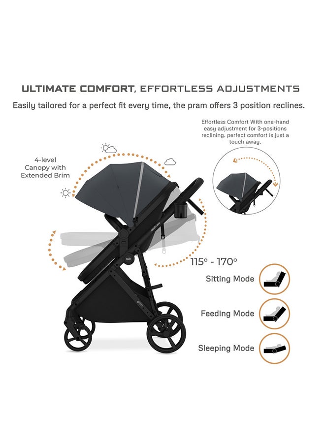 neobreez HEXA3X Convertible Baby Stroller, CarryCot, Bassinet Pram, i-Size CarSeat, UV And Waterproof Canopy, Present And Mum Bag, Toy Strap, Phone And 2-in-1 Cup Holder, Reflective Stickers, 0–4yrs(22kg),  3yrs Warranty  - Image 5