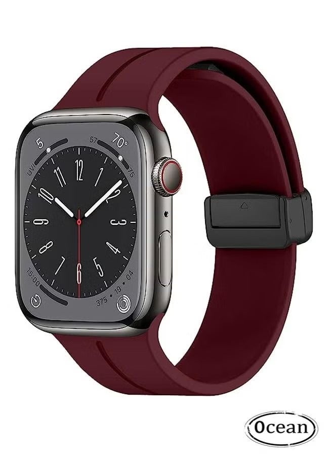Magnetic Band D-buckle Silicone Sport Strap Replacement WristBand for Apple Watch SE Series 8/7/6/5/4/3/2/1 (38mm/40mm/41mm) - Image 1