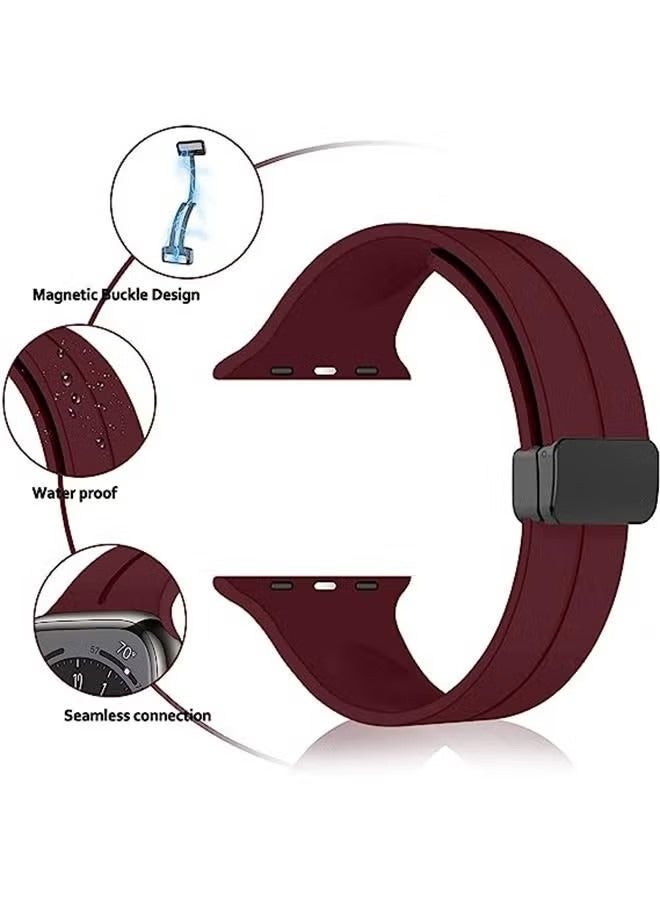 Magnetic Band D-buckle Silicone Sport Strap Replacement WristBand for Apple Watch SE Series 8/7/6/5/4/3/2/1 (38mm/40mm/41mm) - Image 3