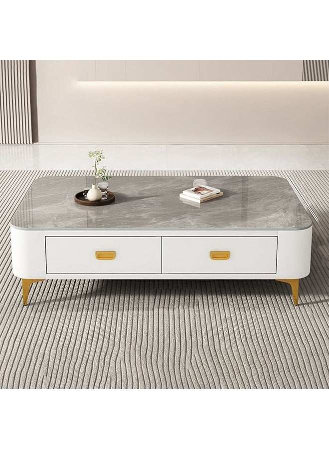 NKX Coffee Table for Living Room Small Household Tea Table Modern light luxury Combination Simple 140*60cm Grey+White+Gold - Image 5