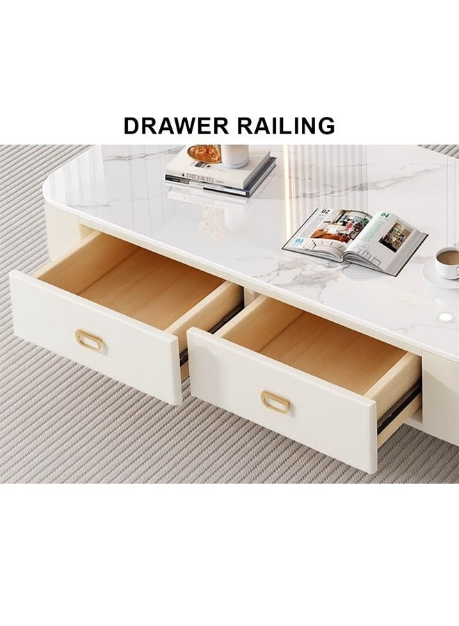 NKX Coffee Table for Living Room Small Household Tea Table Modern light luxury Combination Simple 140*60cm Grey+White+Gold - Image 3