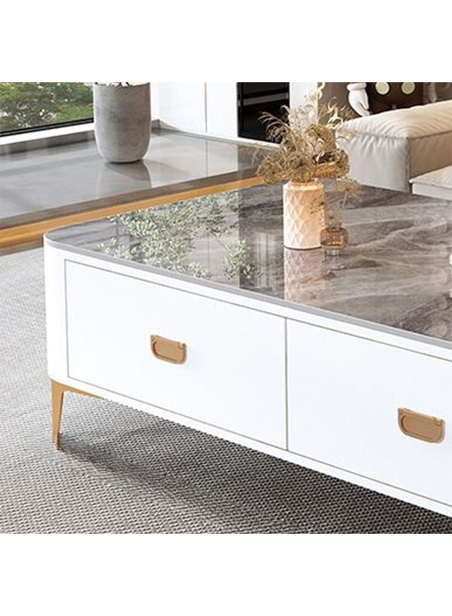 NKX Coffee Table for Living Room Small Household Tea Table Modern light luxury Combination Simple 140*60cm Grey+White+Gold - Image 4