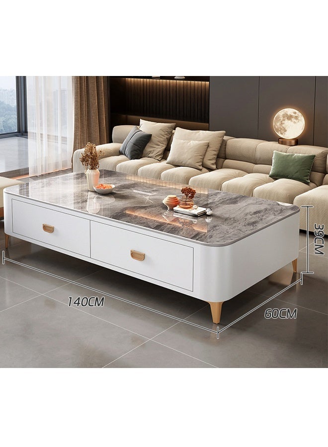 NKX Coffee Table for Living Room Small Household Tea Table Modern light luxury Combination Simple 140*60cm Grey+White+Gold - Image 2
