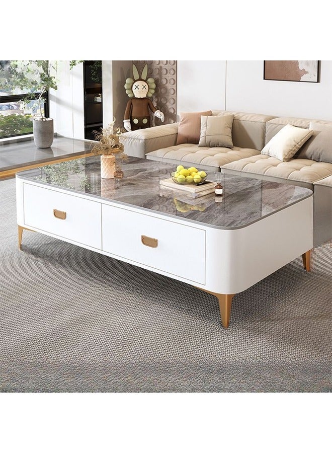 NKX Coffee Table for Living Room Small Household Tea Table Modern light luxury Combination Simple 140*60cm Grey+White+Gold - Image 1