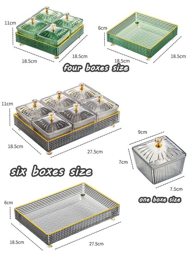 Generic - Dried Fruit Plate Food Small Box Snack Storage Box Serving Tray Multifunctional Party Snack Tray Cosmetic Storage Boxes Desktop Organizer for Fruits Nuts Candies Crackers Veggies(Green 4Box) - Image 1