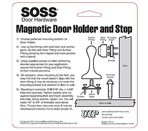 SOSS Zinc Magnetic Door Stop with Hidden Screw Mounts, White Exterior Finish, MDHBWH-HS, 7 x 1 inches - Image 4