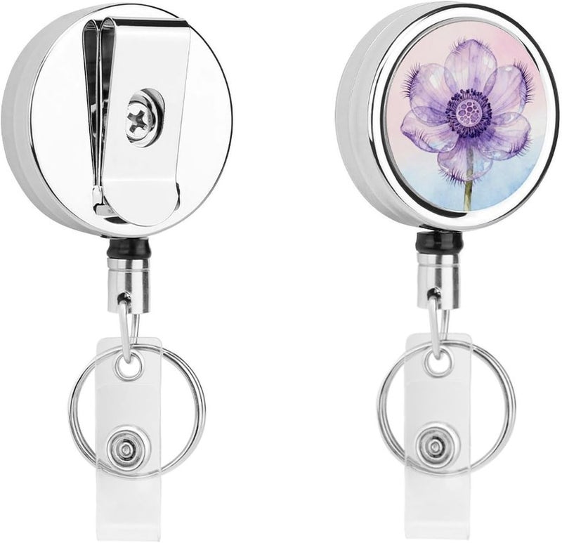 Ophthalmology Flower Badge Clip Steel Retractable Badge Reel, Id Card Holder with Reel, Rustproof Work Id Clip for Work, Nurse, Teacher & Office Staff Id Badge Fastener - Image 1