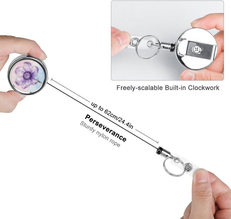 Ophthalmology Flower Badge Clip Steel Retractable Badge Reel, Id Card Holder with Reel, Rustproof Work Id Clip for Work, Nurse, Teacher & Office Staff Id Badge Fastener - Image 3