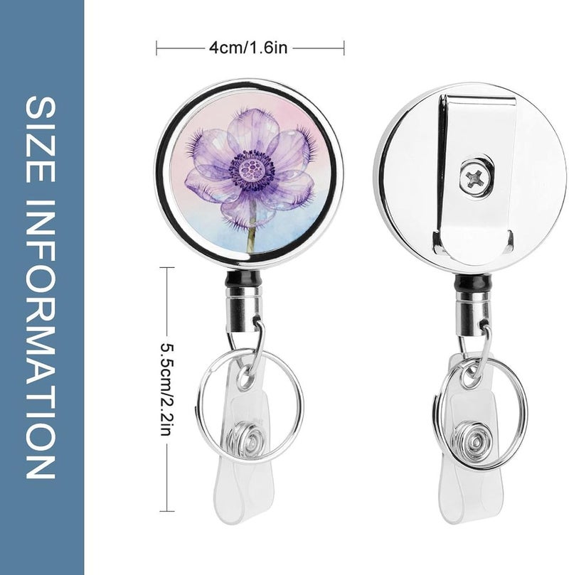 Ophthalmology Flower Badge Clip Steel Retractable Badge Reel, Id Card Holder with Reel, Rustproof Work Id Clip for Work, Nurse, Teacher & Office Staff Id Badge Fastener - Image 2
