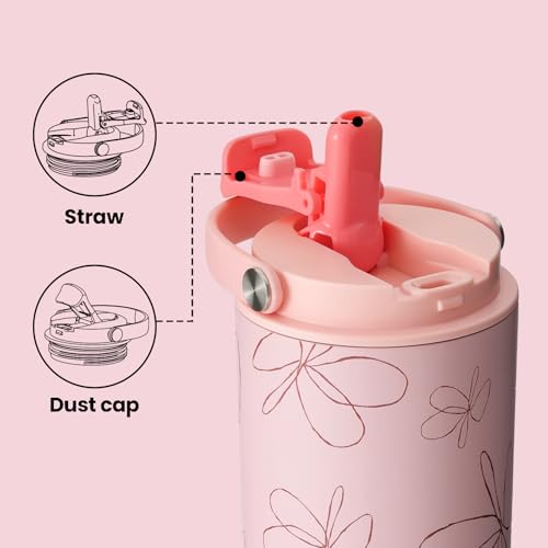 BOTTLE BOTTLE Insulated Water Bottle with Straw and Handle Stainless Steel Water Bottles for Car Sports Home Office and School 26oz Leak Proof(Blossom) - Image 4