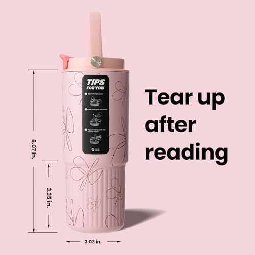 BOTTLE BOTTLE Insulated Water Bottle with Straw and Handle Stainless Steel Water Bottles for Car Sports Home Office and School 26oz Leak Proof(Blossom) - Image 5