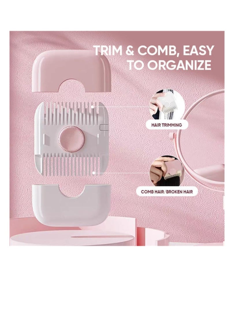 Excefore 2 in 1 Hair Trimmer, Dual-Side Split Ends Hair Trimmer, Hair Trimming and Finishing Bangs Trimmer, Manual Hair Trimmer Comb, for Thin and Thick Hair Trimming and Styling (2pcs Pink+ Green) - Image 2