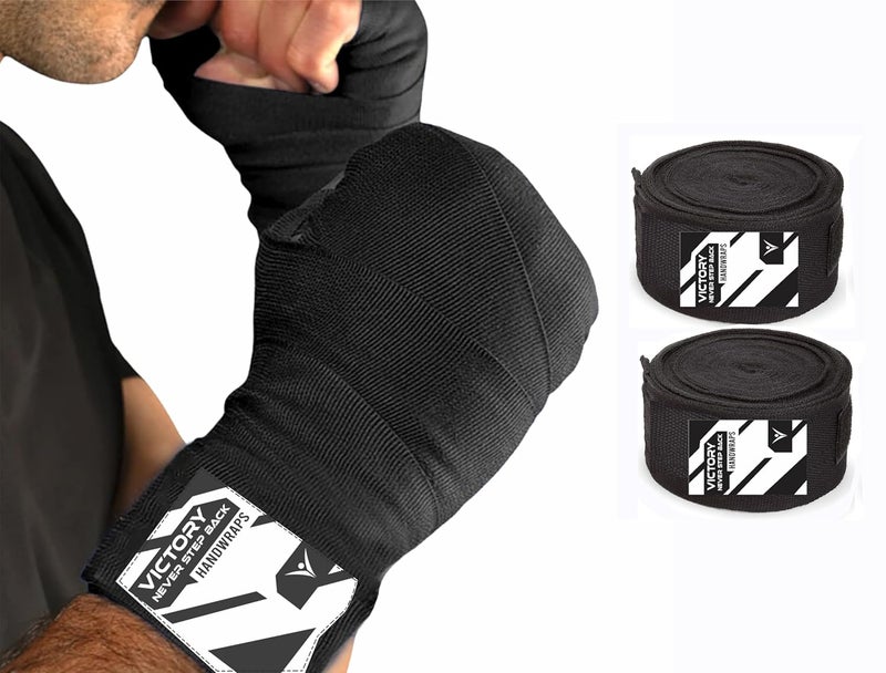 Victory Professional Boxing Wrap for Men Hand Wrap for Boxing Punching Hand Wraps Wrist Supporter for Gym Boxing Bandage for MMA and Martial Arts (180 inch, Black) (Black, 181 Inch) - Image 1